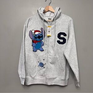 Disney Stitch Licensed Full Zip Heather Gray Juniors Hoodie Size Medium